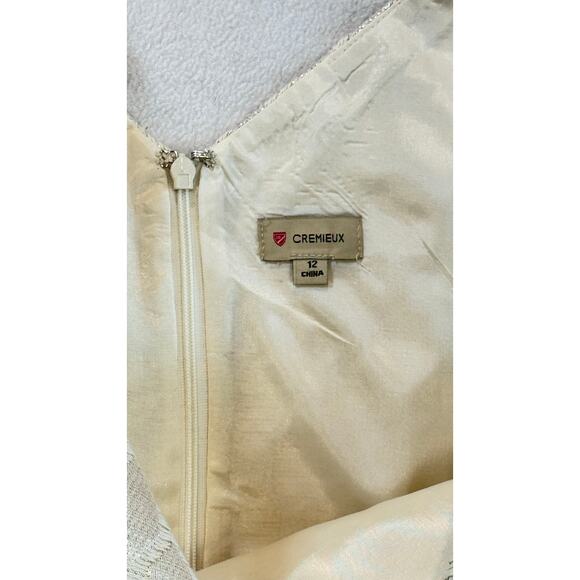 CREMIEUX Women's Ivory Jacquard Metallic Gold Shimmer Cocktail Mini Dress Sz 12 - Picture 5 of 12